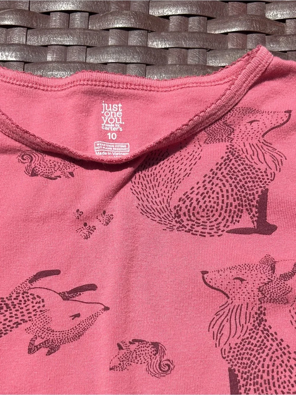 Pink Fox Print Long Sleeve Tee Carters Girls size 10